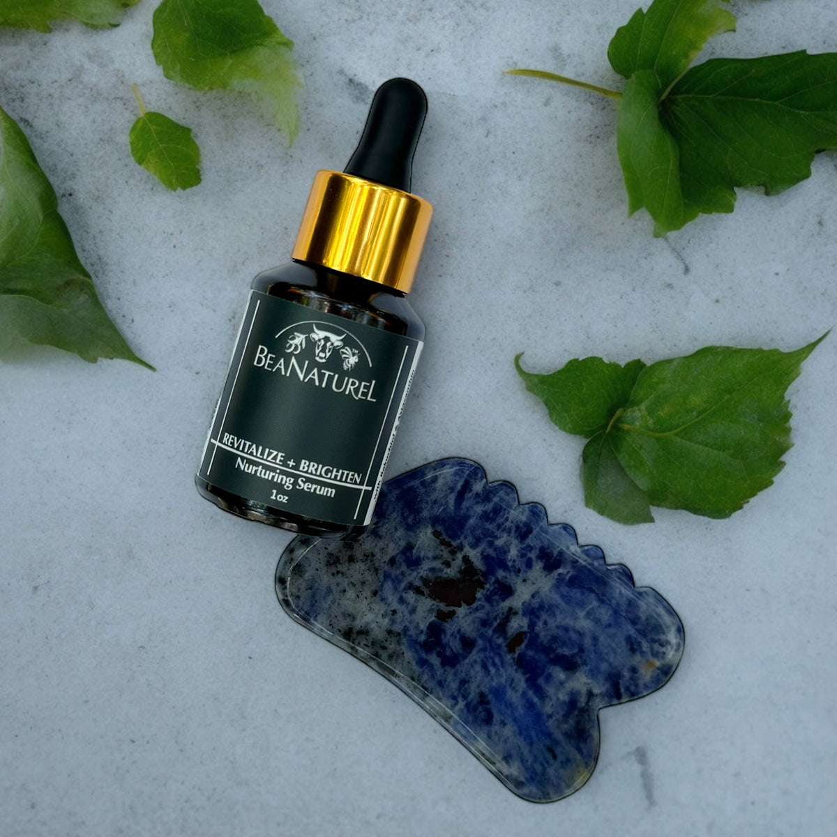 Gift Set Bundle: Nuturing Serum + Blue Jade Gua Sha Stone