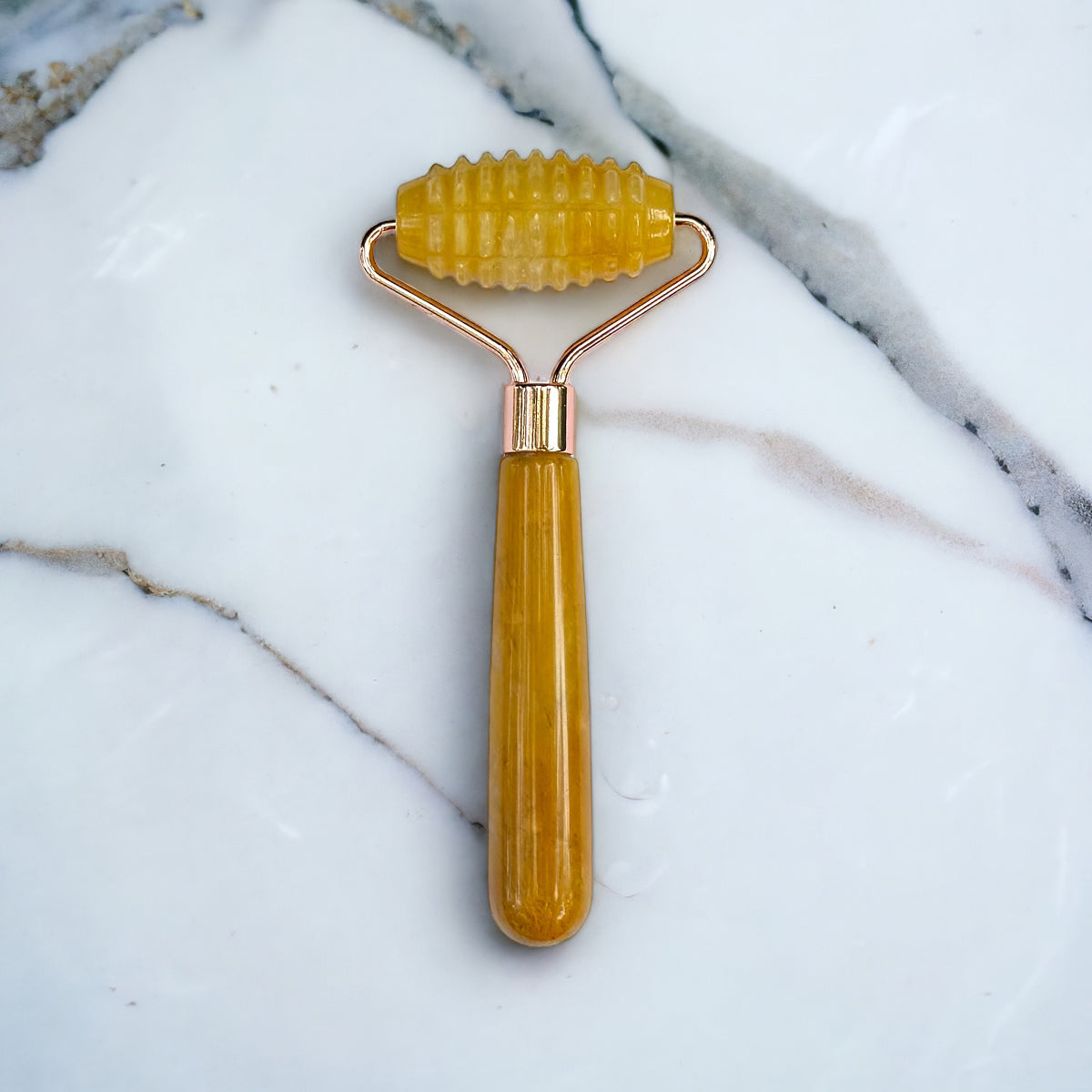 Ridged Facial Roller: Yellow Jade